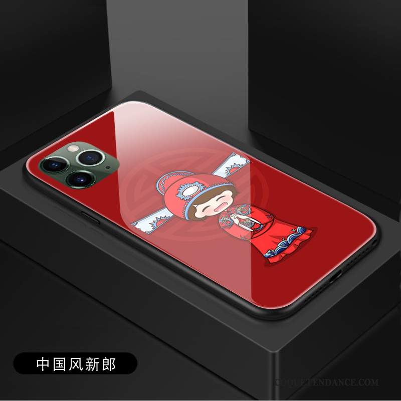 iPhone 11 Pro Coque Nouveau Verre Trempé Style Chinois Grand Rouge
