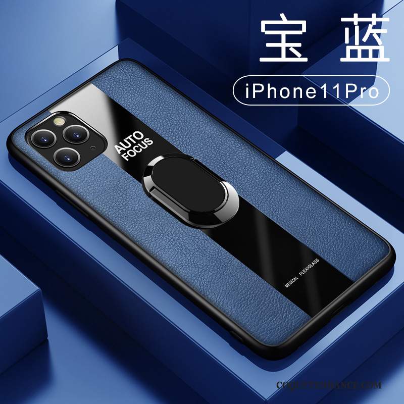iPhone 11 Pro Coque Tout Compris Étui En Cuir Noir Incassable Anneau