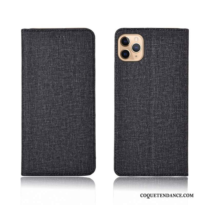 iPhone 11 Pro Max Coque De Téléphone Incassable Étui En Cuir Gris Lin