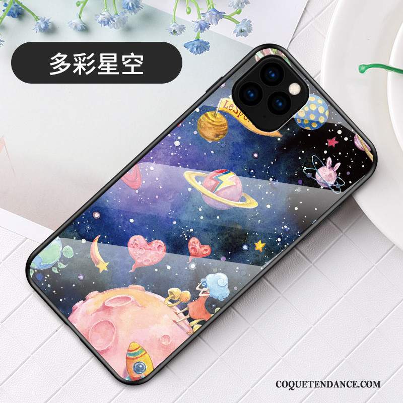 iPhone 11 Pro Max Coque Fluide Doux Personnalité Miroir Verre Ciel Étoilé