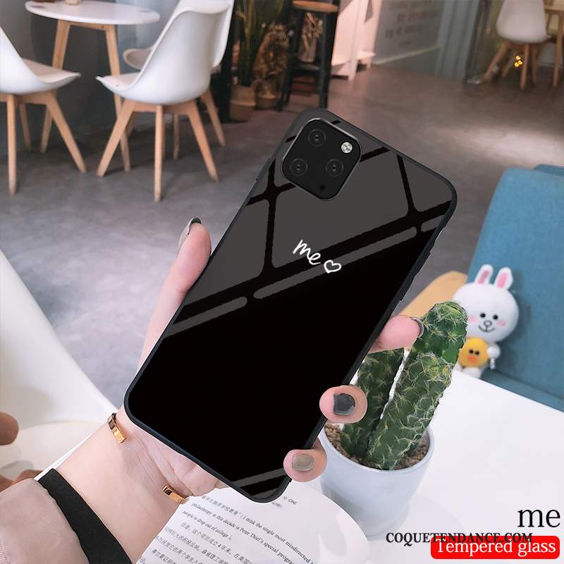 iPhone 11 Pro Max Coque Noir Verre De Téléphone Amoureux Simple