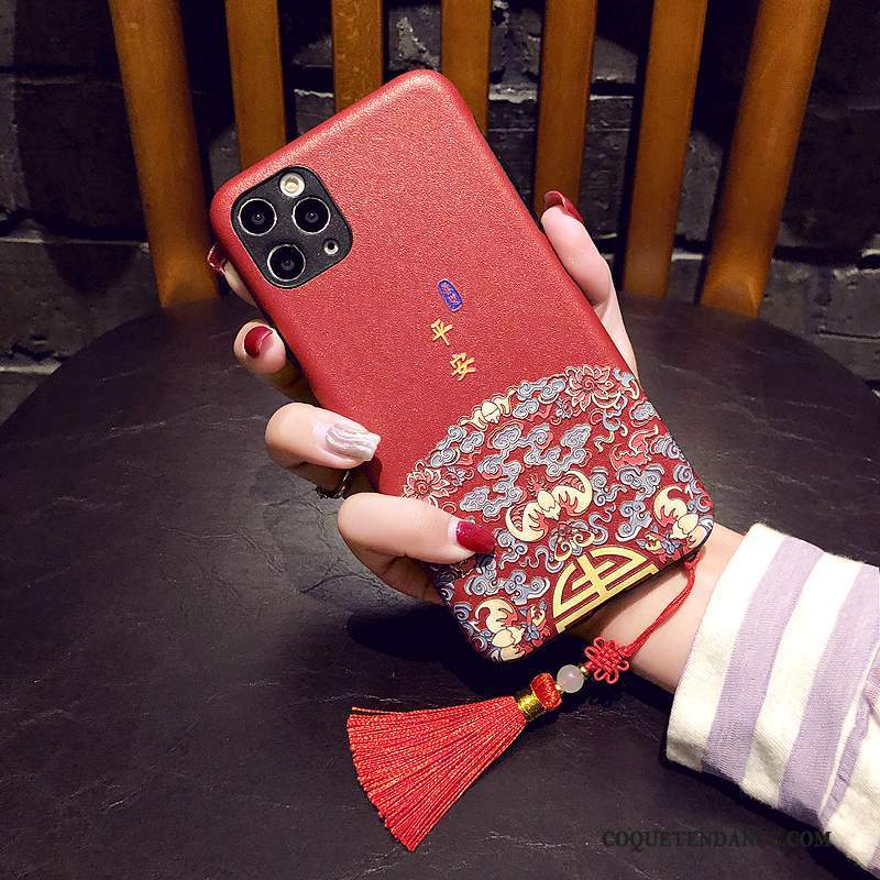 iPhone 11 Pro Max Coque Style Chinois À Franges De Téléphone Rouge Rat