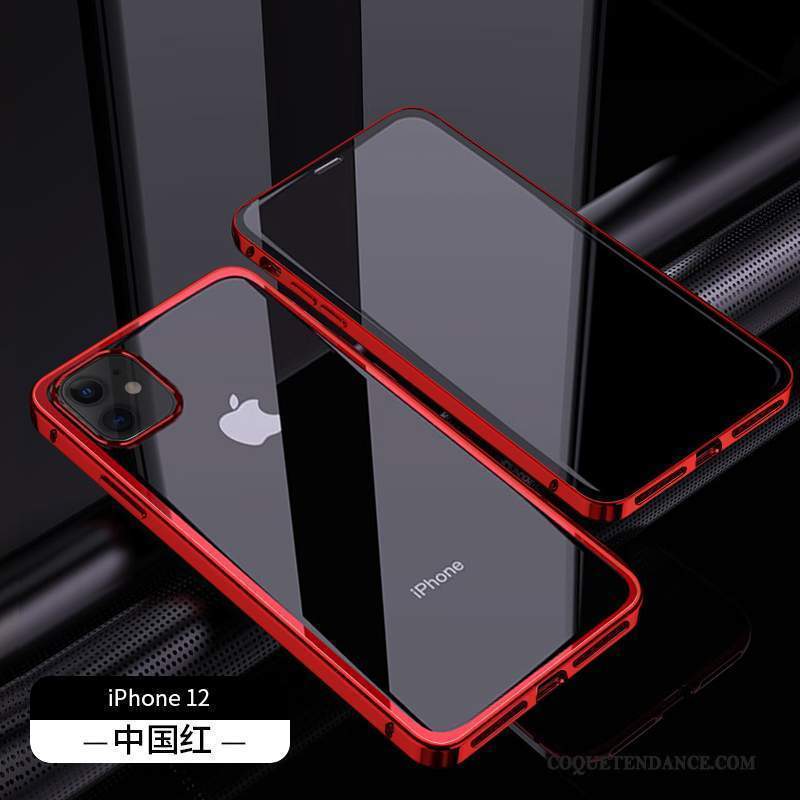 iPhone 12 Coque Net Rouge Protection Marque De Tendance Blanc Luxe