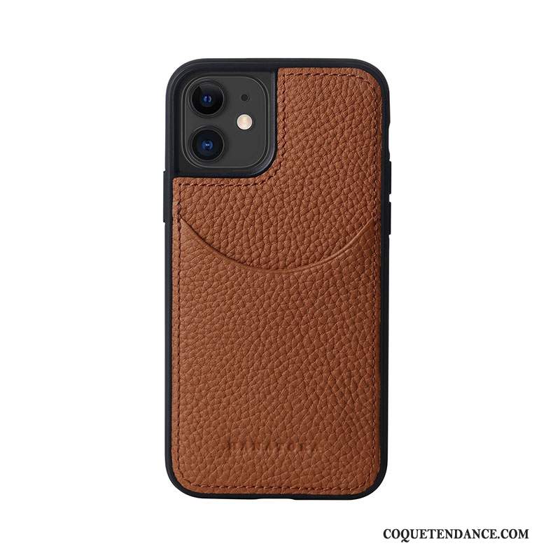 iPhone 12 Coque Étui En Cuir Carte Litchi Modèle Fleurie