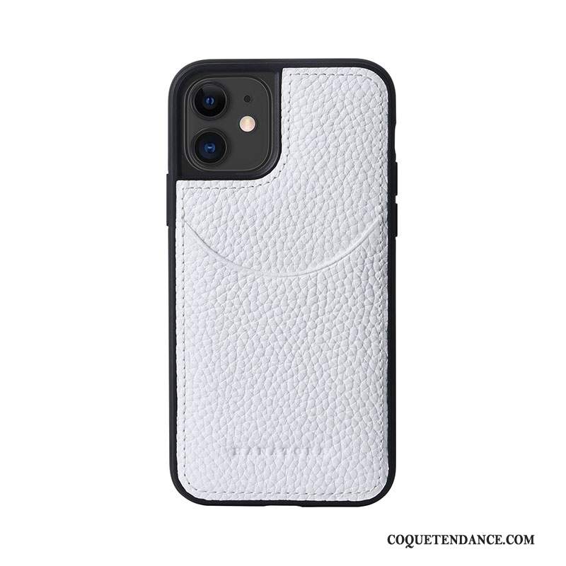 iPhone 12 Coque Étui En Cuir Carte Litchi Modèle Fleurie