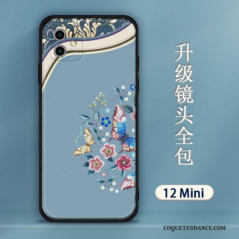 iPhone 12 Mini Coque Personnalité Tout Compris Gaufrage Style Chinois Ornements Suspendus