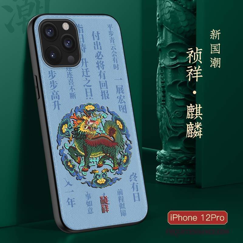 iPhone 12 Pro Coque Étui Bleu Très Mince Incassable Marque De Tendance