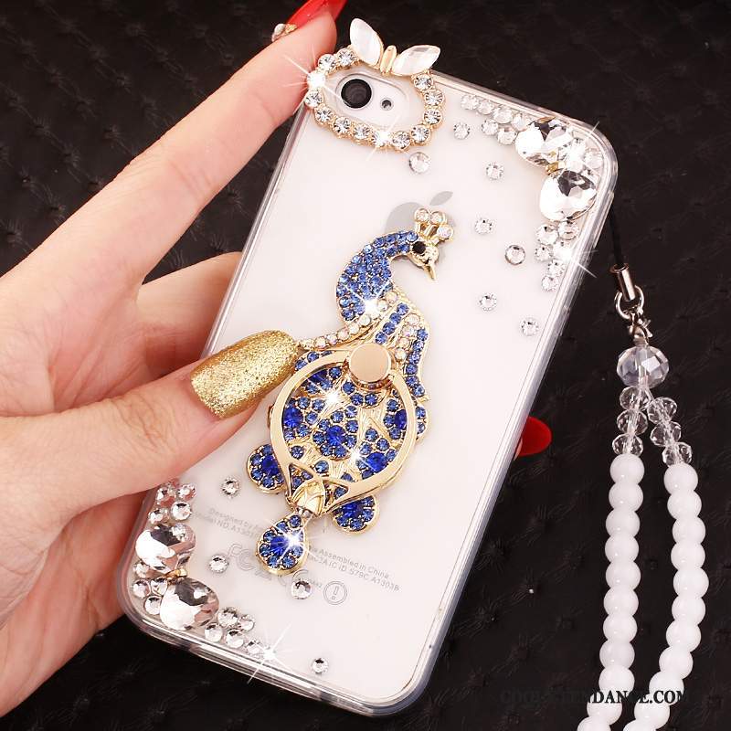 iPhone 4/4s Coque Ornements Suspendus Bleu Protection Strass Support