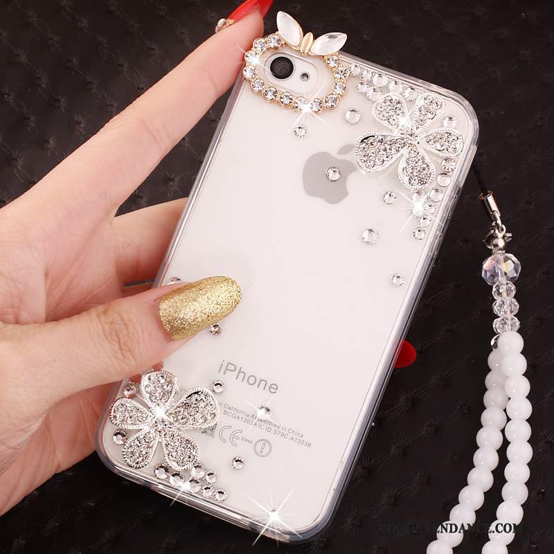iPhone 4/4s Coque Ornements Suspendus Bleu Protection Strass Support