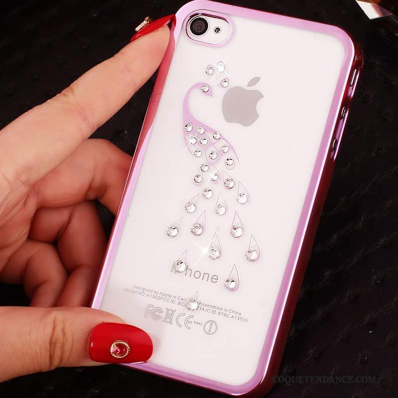 iPhone 4/4s Coque Violet Incruster Strass De Téléphone Difficile Protection