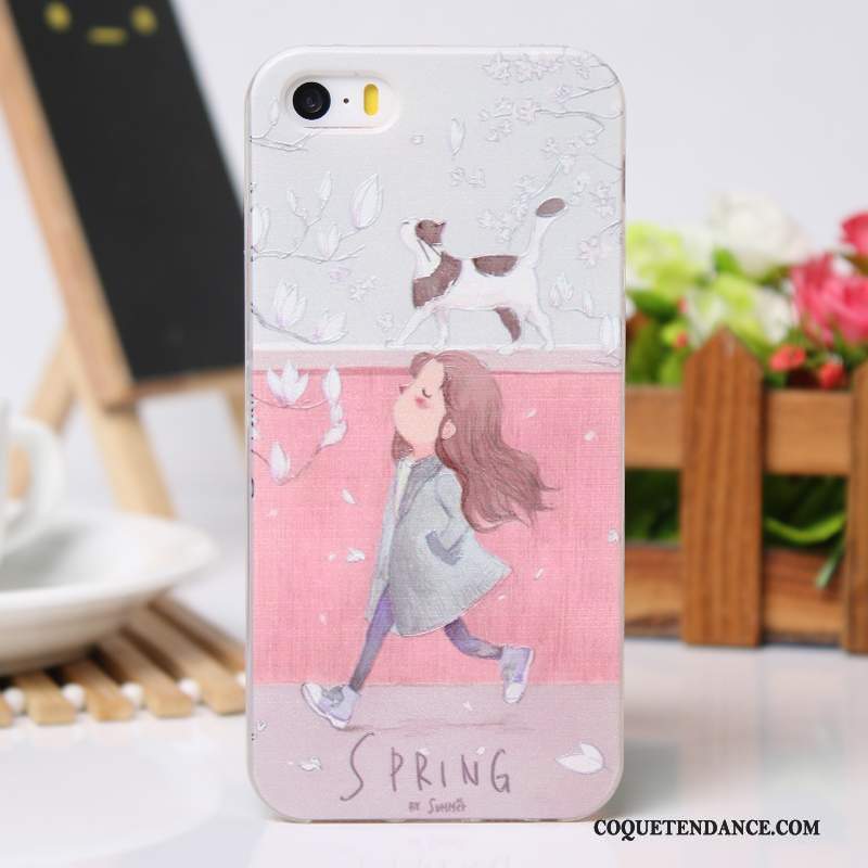 iPhone 5/5s Coque Gaufrage Étui Silicone Rose Fluide Doux