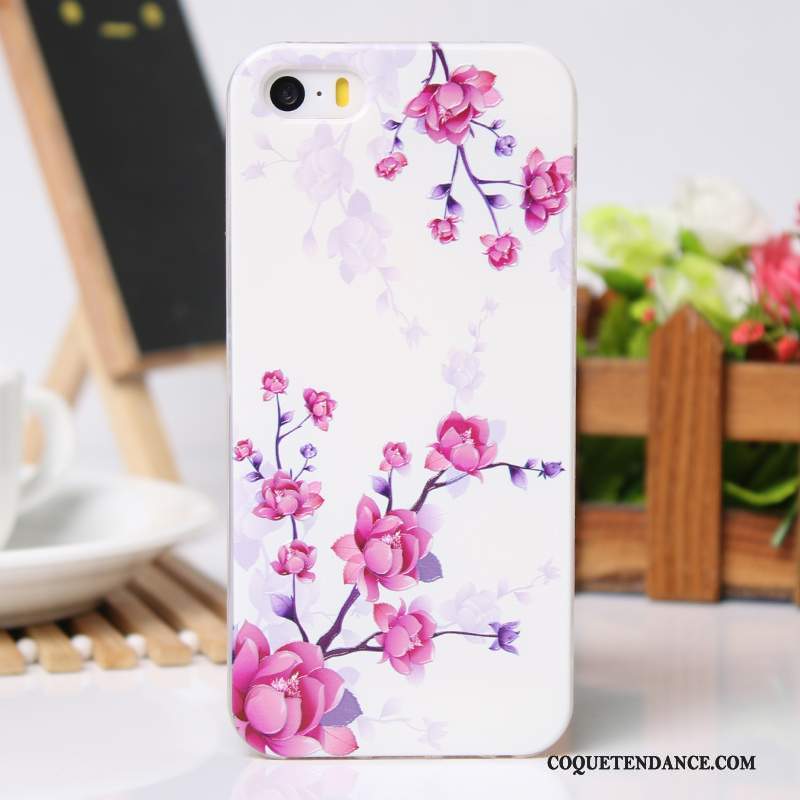 iPhone 5/5s Coque Gaufrage Étui Silicone Rose Fluide Doux