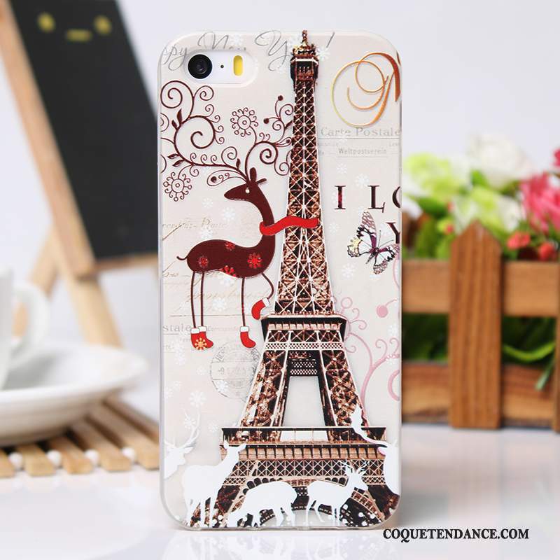 iPhone 5/5s Coque Gaufrage Étui Silicone Rose Fluide Doux