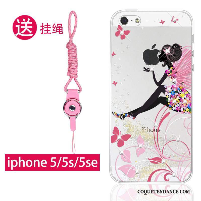 iPhone 5/5s Coque Transparent Rose Protection Tout Compris Silicone