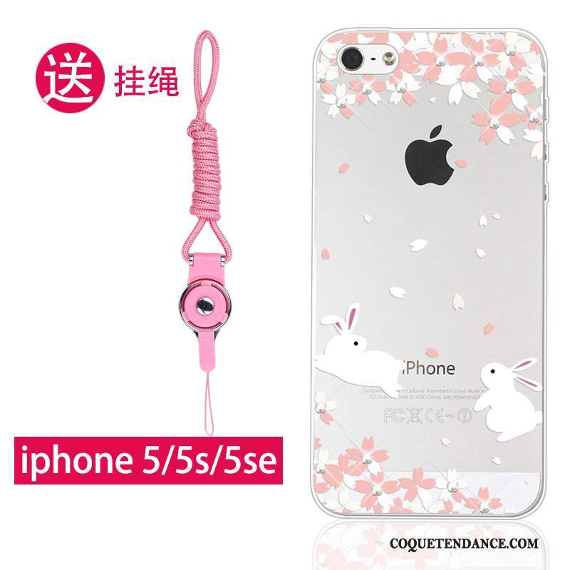 iPhone 5/5s Coque Transparent Rose Protection Tout Compris Silicone