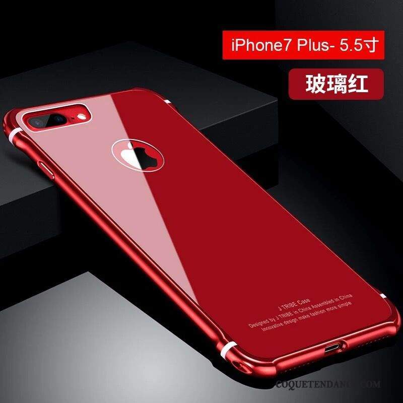 iPhone 6/6s Coque Étui Incassable Verre Métal Rouge