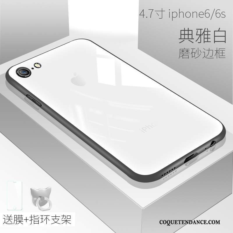 iPhone 6/6s Coque Étui Verre Tendance Blanc Noir