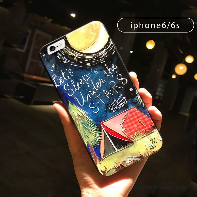 iPhone 6/6s Plus Coque Fluide Doux Gaufrage De Téléphone Noir Multicolore