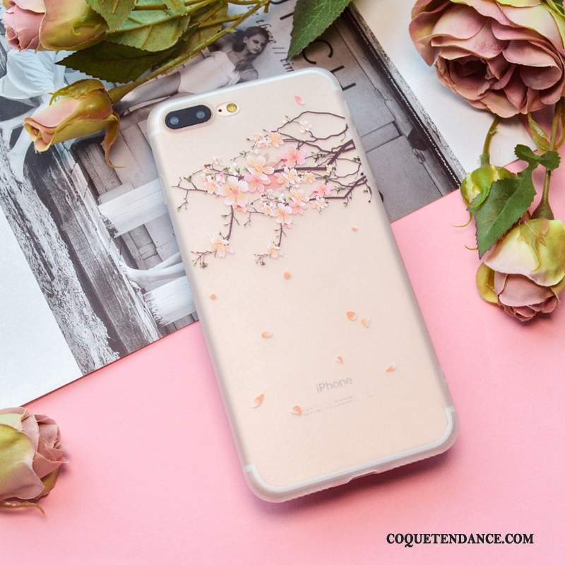 iPhone 7 Coque Amoureux Transparent Silicone Rose Créatif