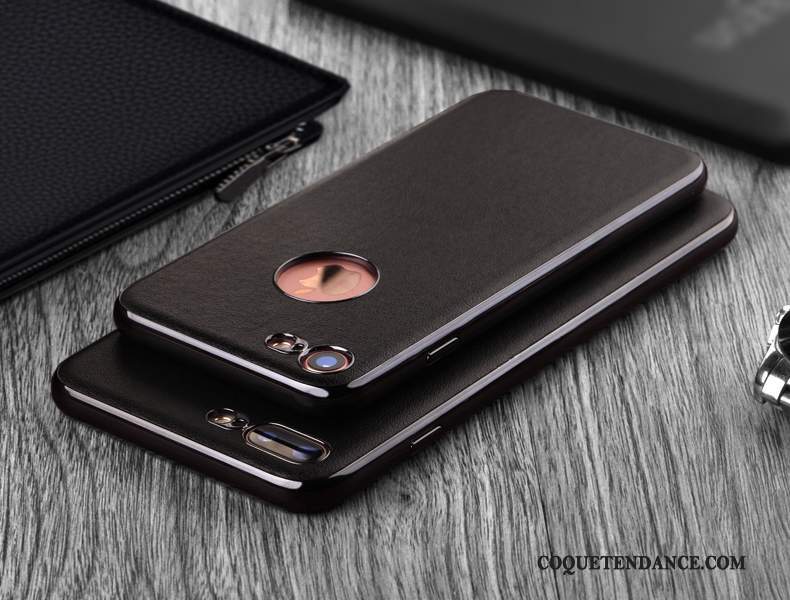 iPhone 7 Coque Créatif Incassable Noir Tout Compris Cuir Véritable