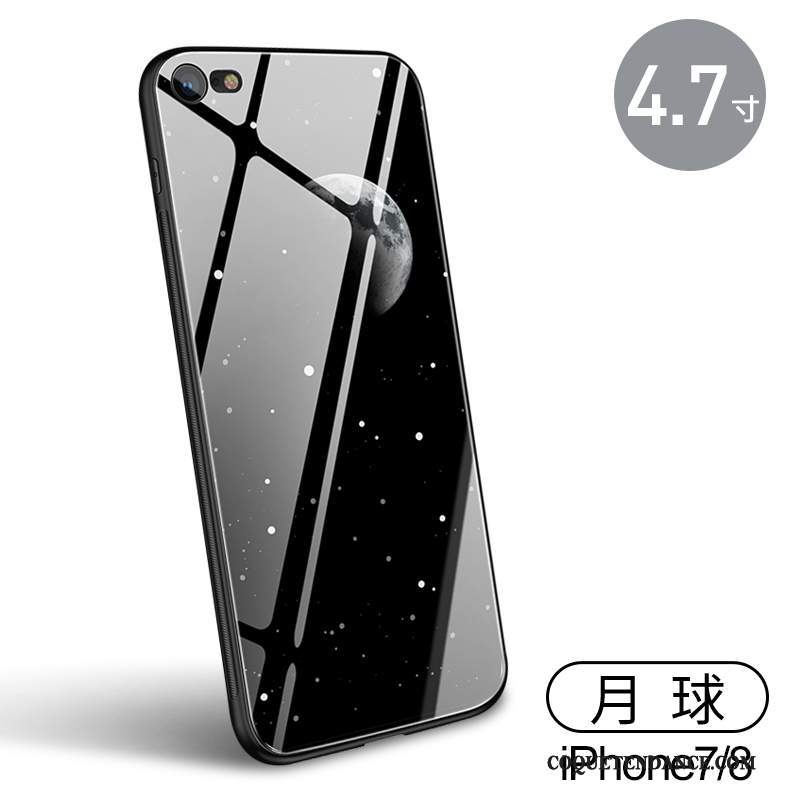 iPhone 7 Coque Créatif Silicone Tout Compris Verre Noir
