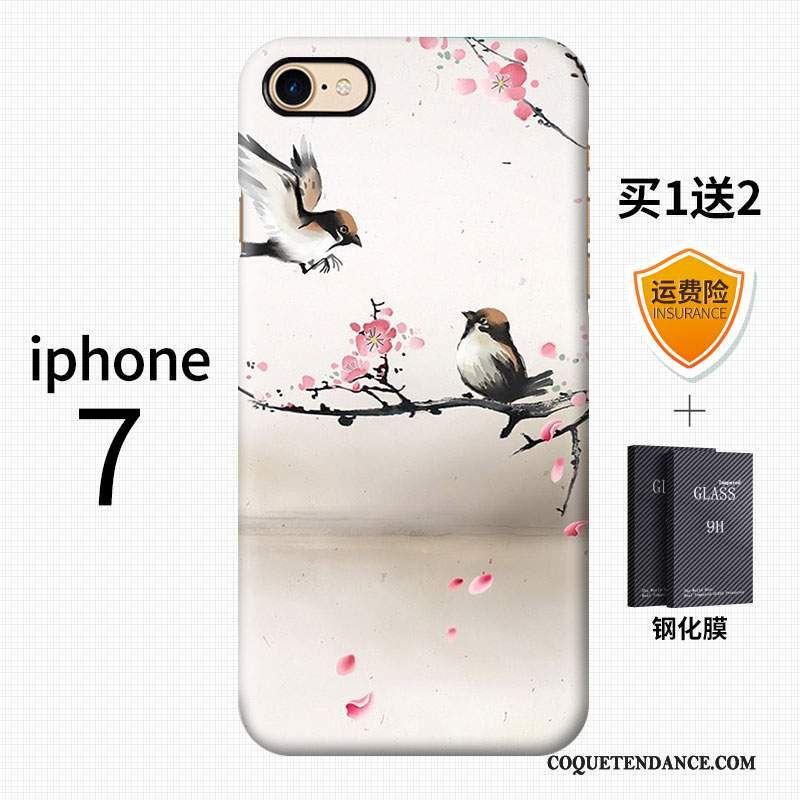 iPhone 7 Coque Délavé En Daim Vintage Art Grue Style Chinois