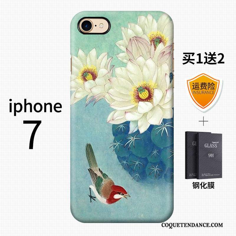 iPhone 7 Coque Délavé En Daim Vintage Art Grue Style Chinois