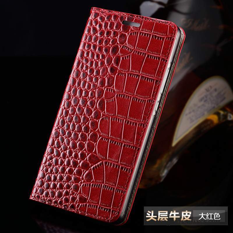 iPhone 7 Coque Incassable Protection Étui En Cuir Cuir Véritable Rouge