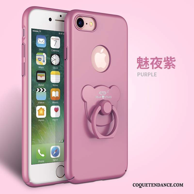 iPhone 7 Coque Rose Support Incassable Anneau Délavé En Daim