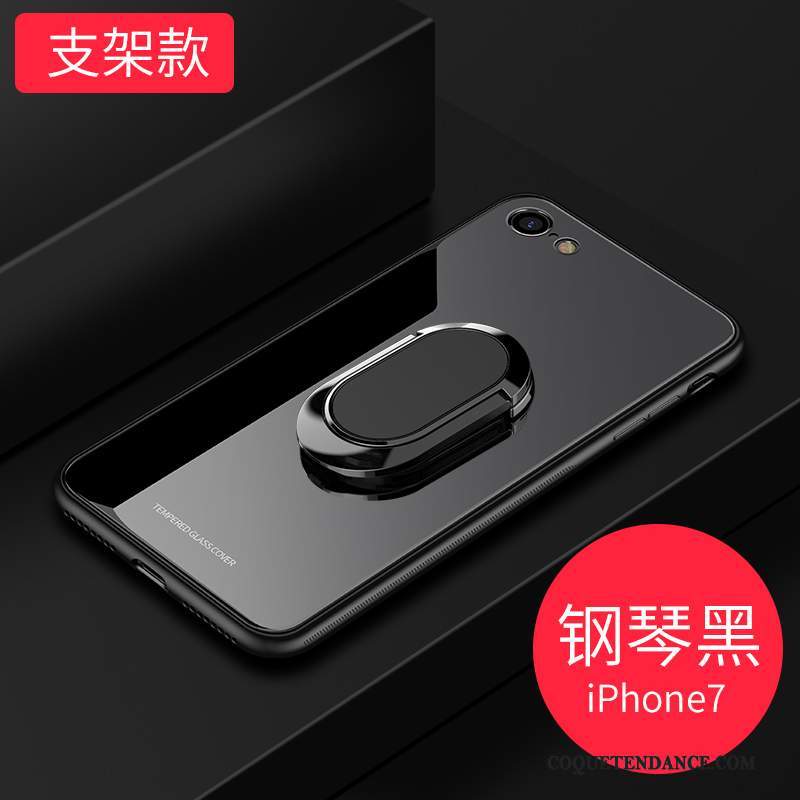 iPhone 7 Coque Verre Étui Magnétisme Tendance Rouge