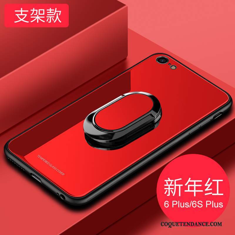 iPhone 7 Coque Verre Étui Magnétisme Tendance Rouge