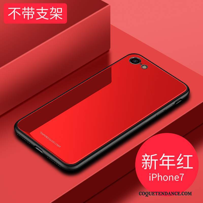 iPhone 7 Coque Verre Étui Magnétisme Tendance Rouge