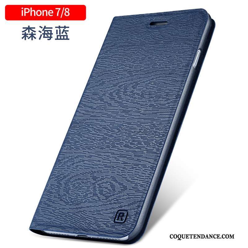 iPhone 7 Coque Étui En Cuir Protection Bleu De Téléphone Tendance