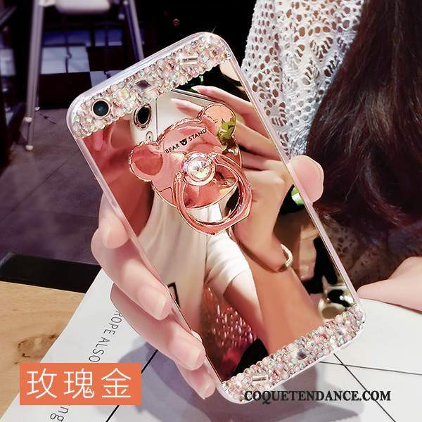 iPhone 7 Plus Coque Fluide Doux Anneau De Téléphone Miroir Strass