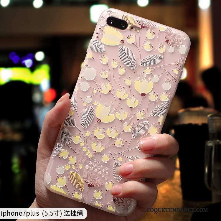 iPhone 7 Plus Coque Frais Petit Étui Transparent Rose