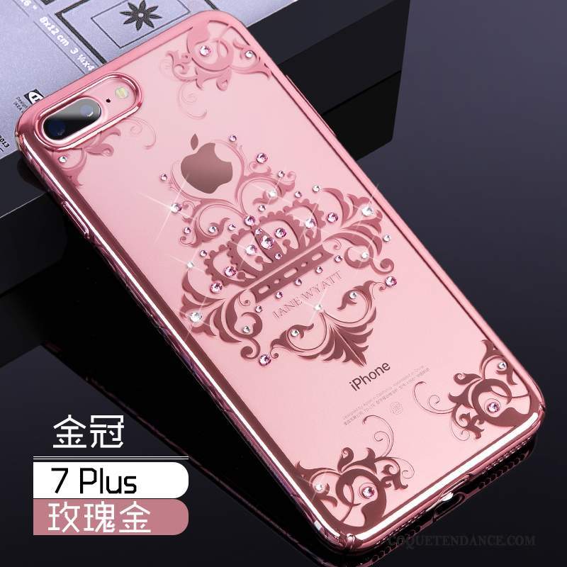 iPhone 7 Plus Coque Luxe Difficile Transparent Rose Tout Compris