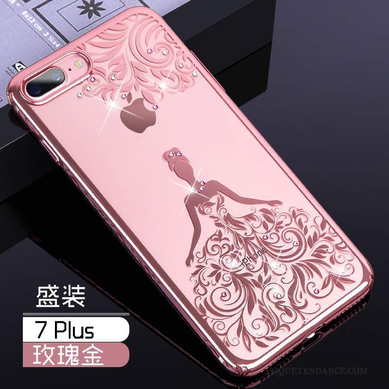 iPhone 7 Plus Coque Luxe Difficile Transparent Rose Tout Compris