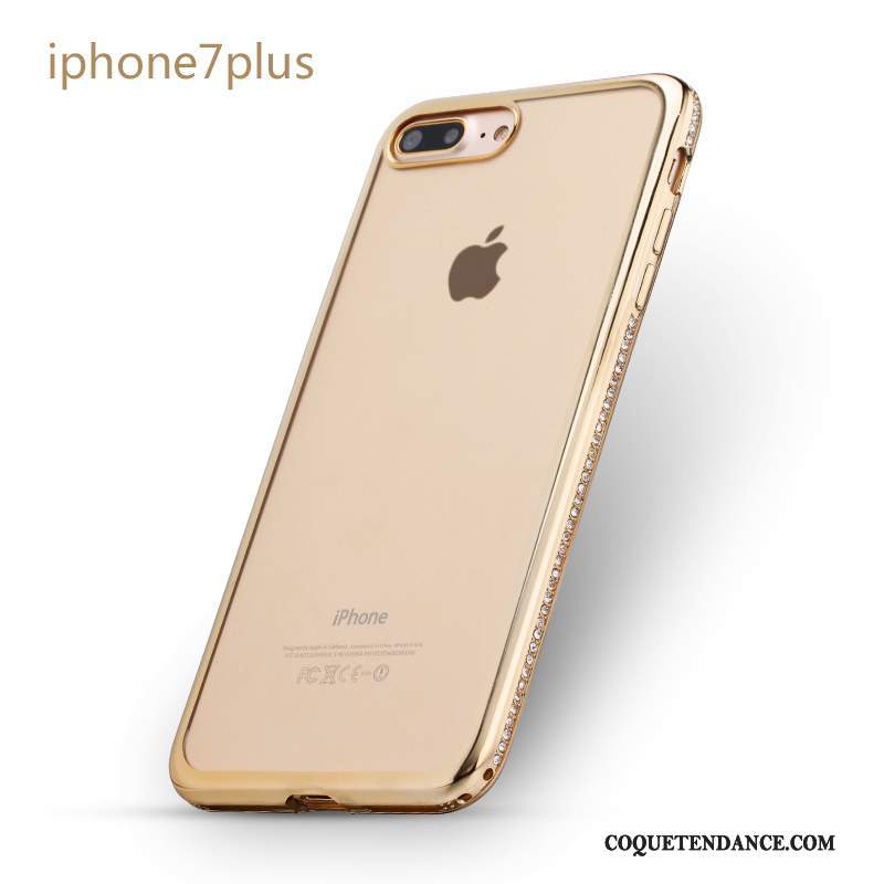 iPhone 7 Plus Coque Nouveau Étui Or Strass Silicone