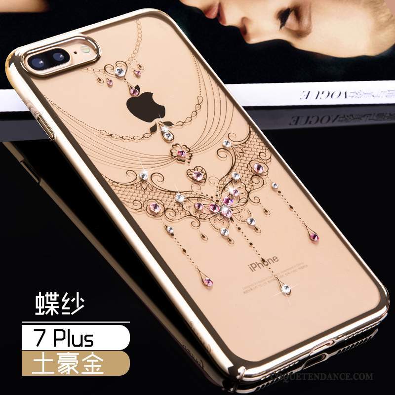 iPhone 7 Plus Coque Personnalité Rose Protection Incassable Strass