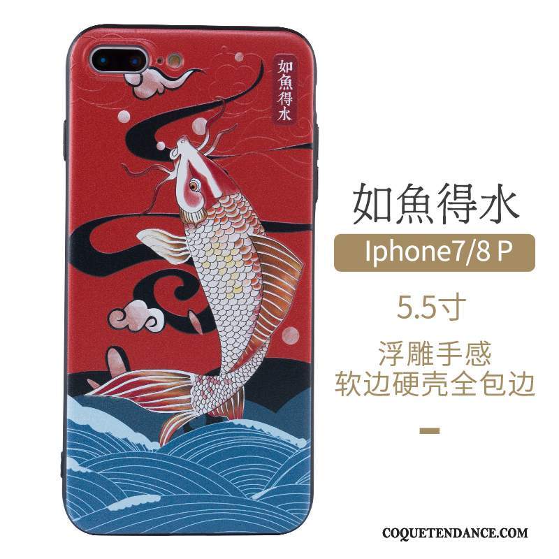 iPhone 7 Plus Coque Rouge Style Chinois Art Protection Étui