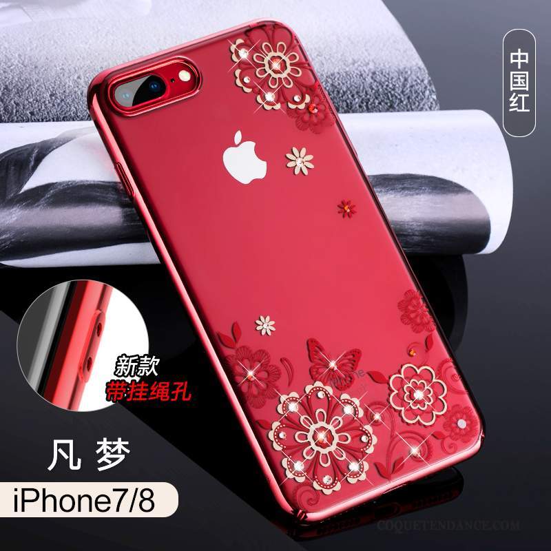 iPhone 8 Coque De Téléphone Nouveau Rouge Strass Incassable