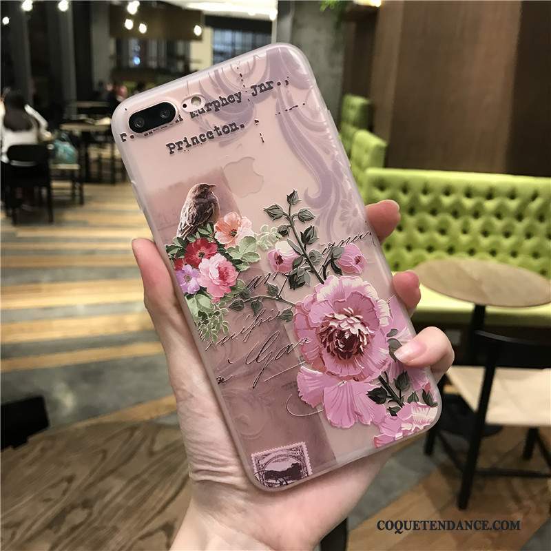 iPhone 8 Coque Rose Silicone Tout Compris Gaufrage Protection