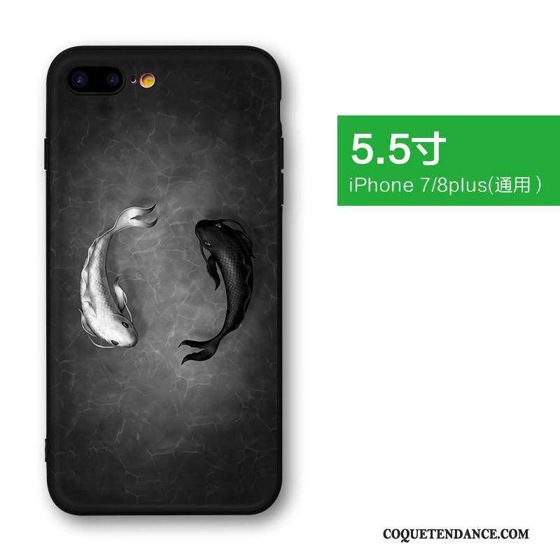 iPhone 8 Plus Coque Créatif Étui Incassable Très Mince Noir