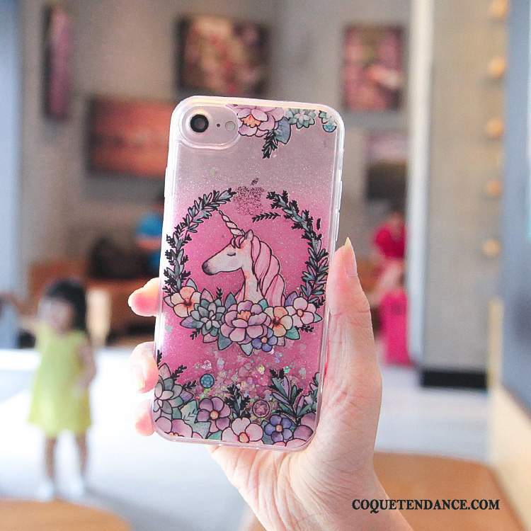 iPhone 8 Plus Coque De Téléphone Rose Oiseau Incassable Quicksand