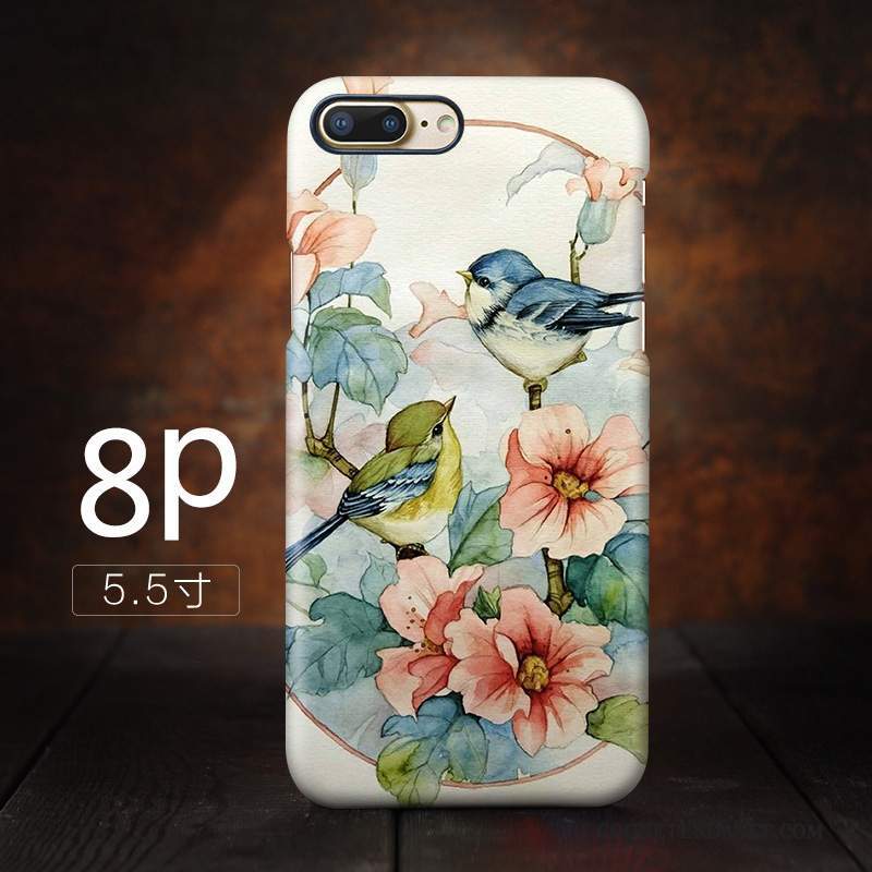 iPhone 8 Plus Coque De Téléphone Style Chinois Art Bleu Vintage
