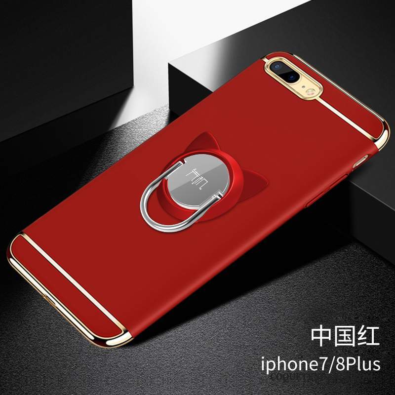 iPhone 8 Plus Coque Difficile Noir Délavé En Daim À Bord Rouge