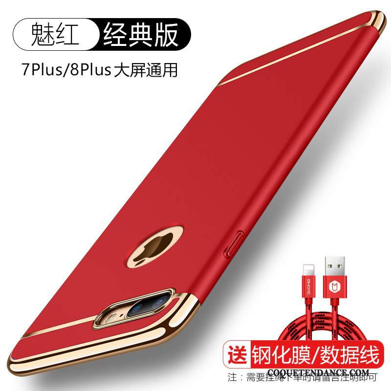 iPhone 8 Plus Coque Délavé En Daim Support Incassable Tendance Rouge