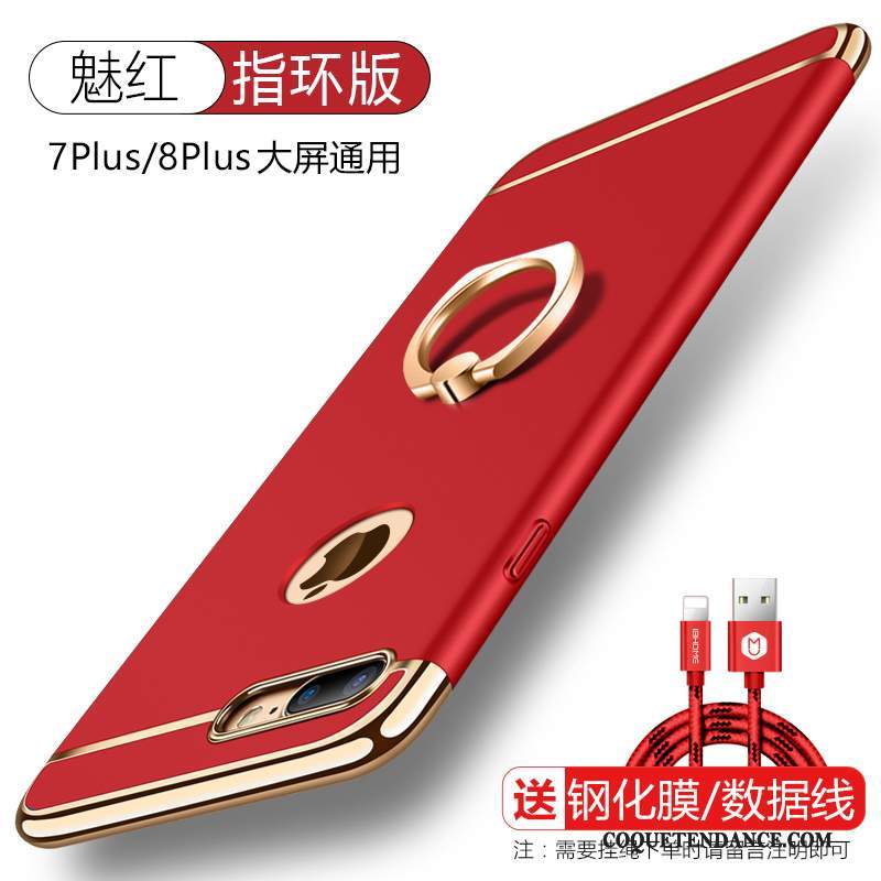 iPhone 8 Plus Coque Délavé En Daim Support Incassable Tendance Rouge