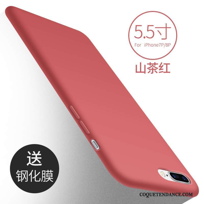 iPhone 8 Plus Coque Fluide Doux Silicone Tendance Rouge Protection