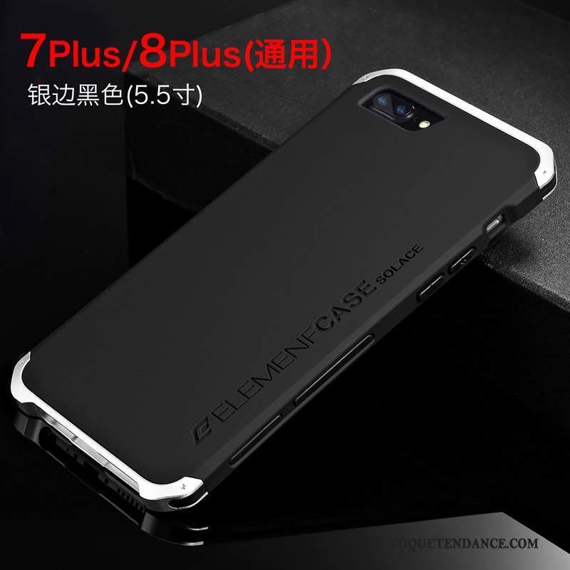 iPhone 8 Plus Coque Incassable De Téléphone Métal Noir Tendance